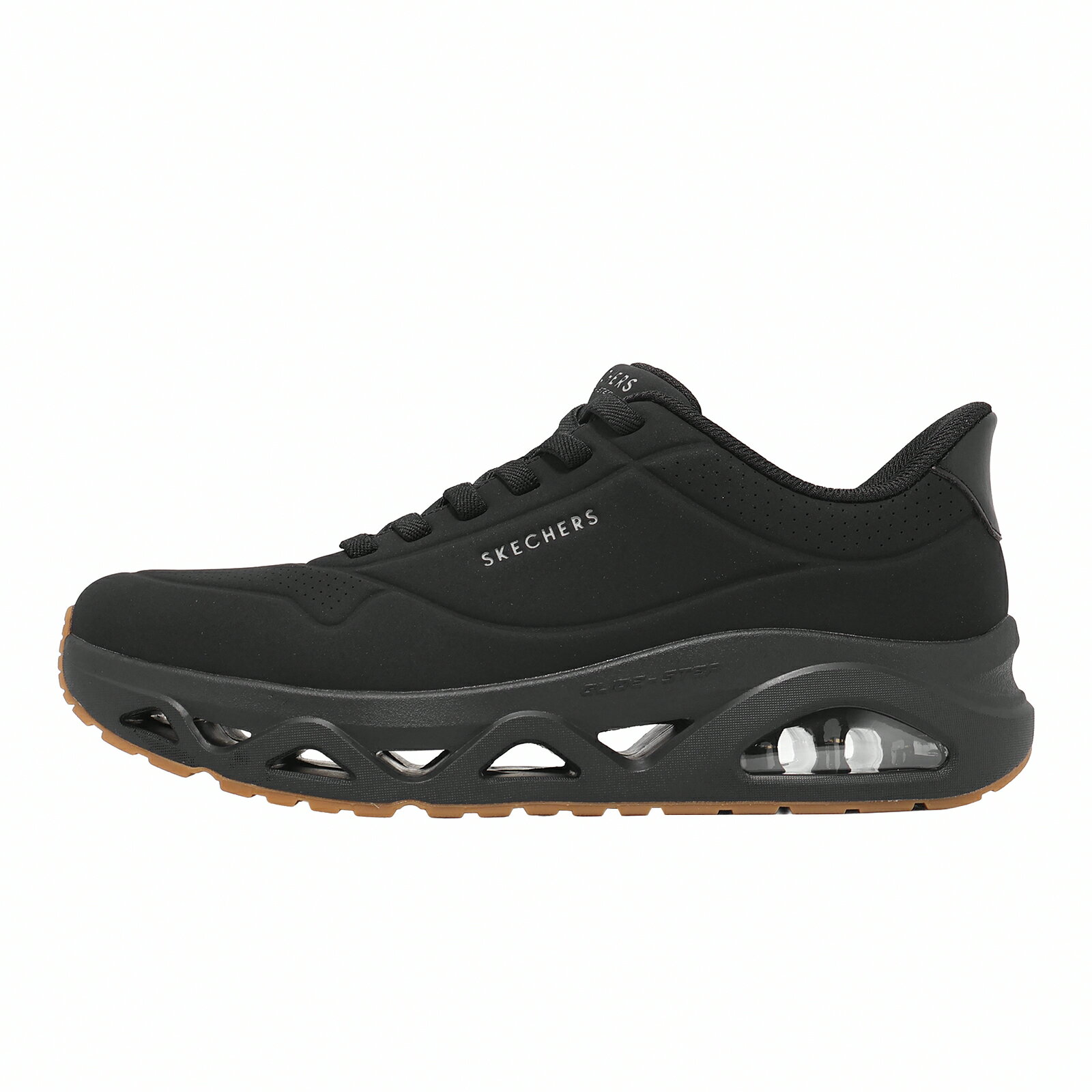 Skechers 休閒鞋 Uno Glide-Step Slip-Ins 男鞋 黑 灰 氣墊 膠底 183420B