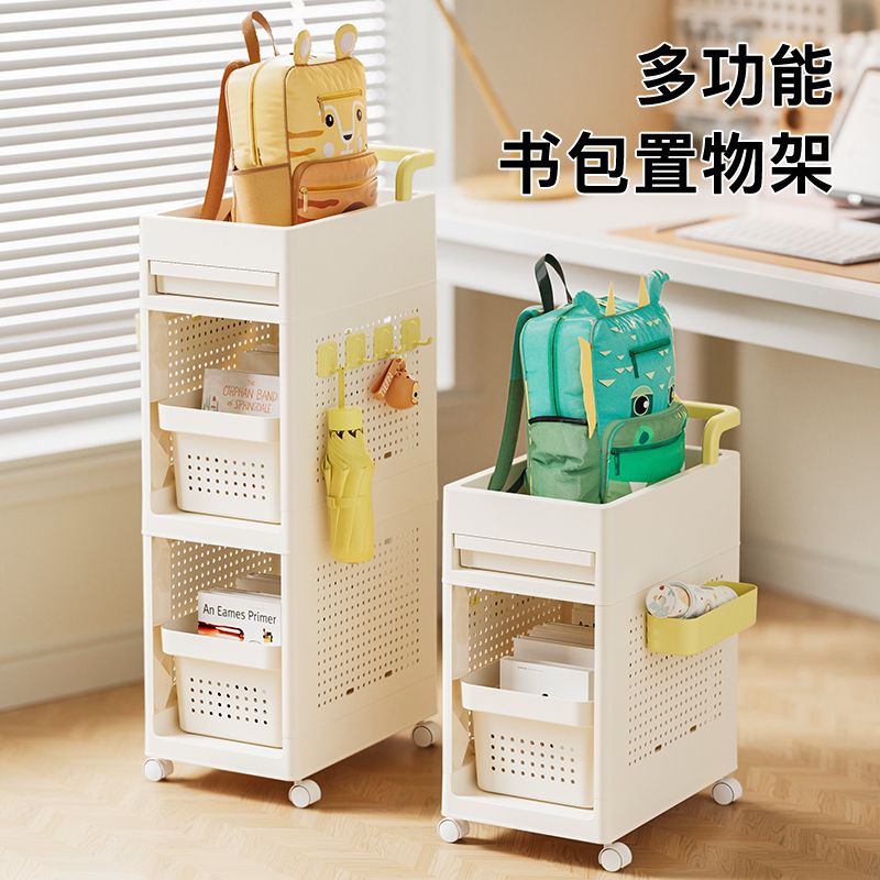 多功能書包置物架多層可移動小推車書本零食收納架家用書架收納櫃 2