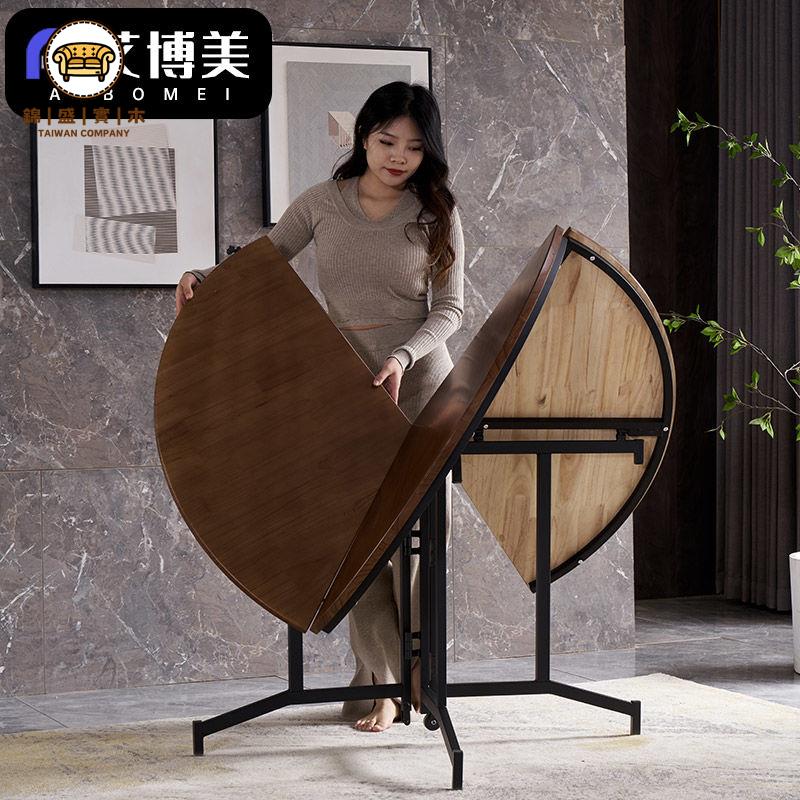 店長推薦 折疊桌 小戶型餐桌 多功能實木折疊圓桌餐桌飯桌移動帶輪空間大免安裝家庭客廳餐圓桌特惠/可開發票 店長優選 j5321