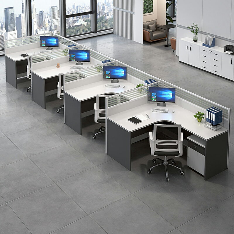 職員辦公桌椅組合簡約現代辦公室桌子6人隔斷員工屏風卡座辦公桌