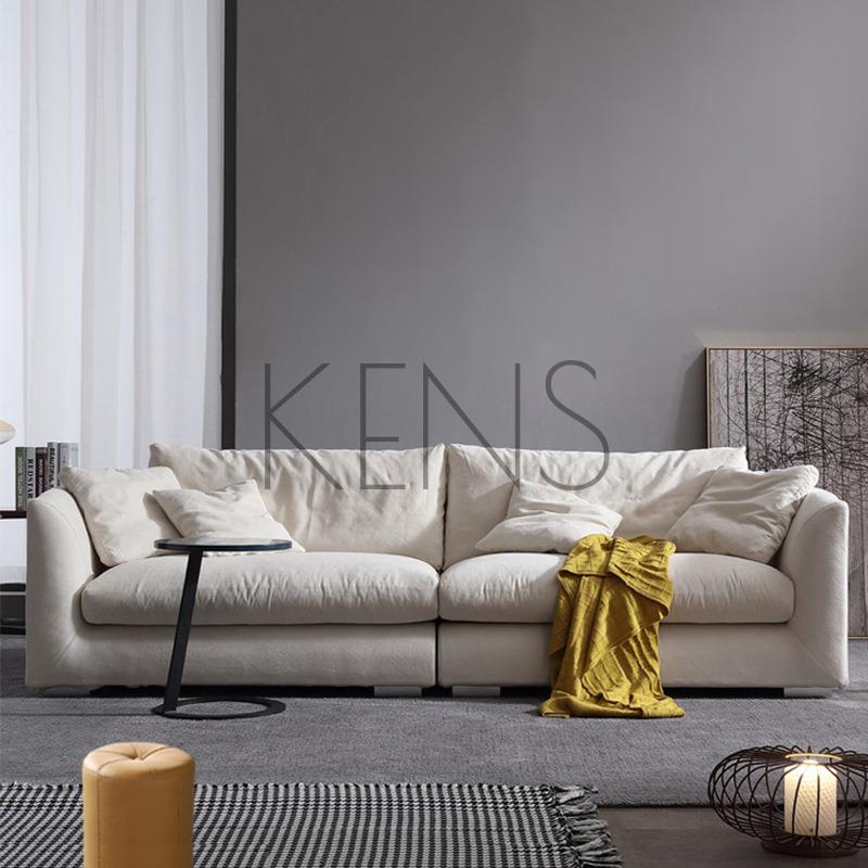 【KENS】沙發 沙發椅 科技布奶油風沙發北歐羽絨網紅沙發現代簡約直排三人位小戶型意式