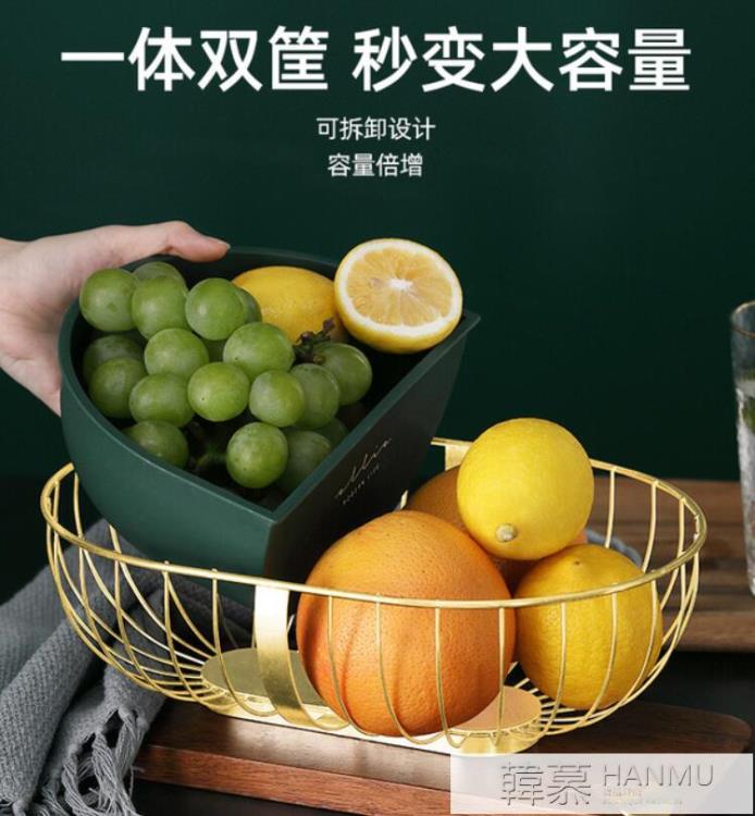 北歐鐵藝水果籃創意現代客廳茶幾家用果盤子零食盤簡約果盆收納筐