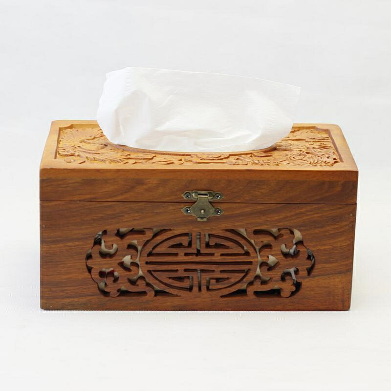 越南花梨木實木紙巾盒大號餐紙盒紅木中式木質家用客廳浮雕抽紙盒