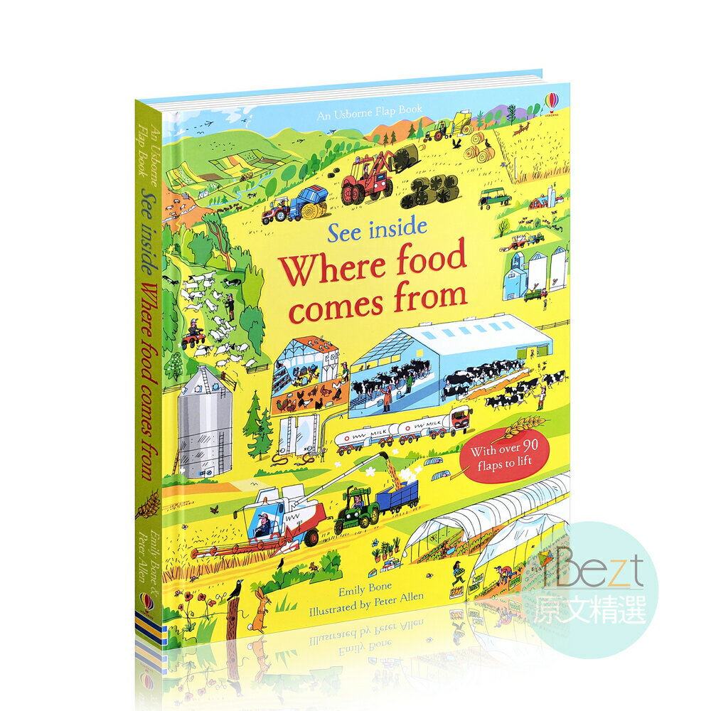 Usborne See Inside Where Food Comes From | 外文 | 繪本 | 翻翻 | 硬頁 | 食物 | 身體 | 農場 | 海洋 | 溫室 |