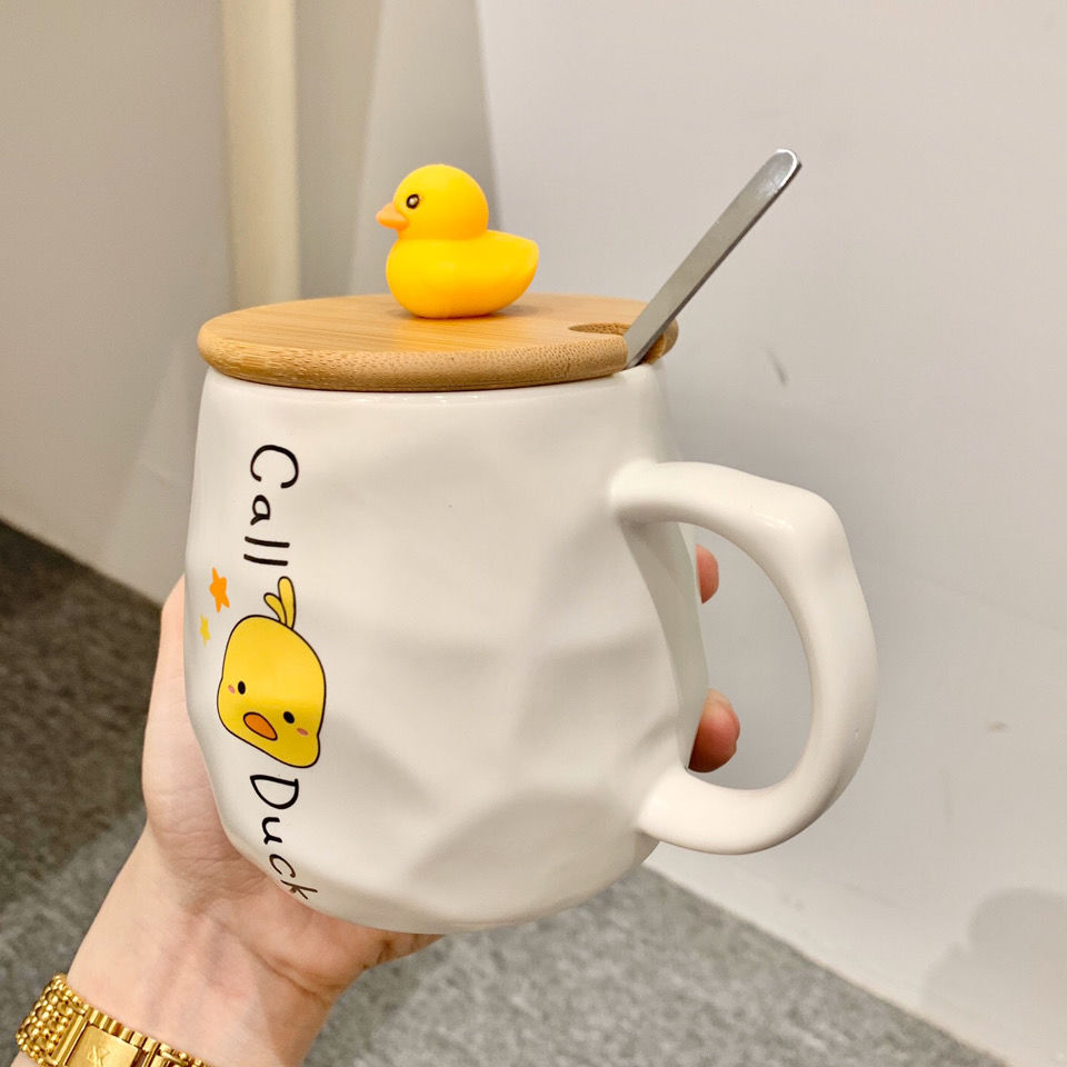工廠直銷 特惠 免運 杯子 陶瓷杯 馬克杯 咖啡杯 高檔家用杯 奶fufu 奶油小黃鴨隨手杯大容量少女心陶瓷水杯卡通簡約學生杯子特惠/開立發票 全館八折 快速出貨