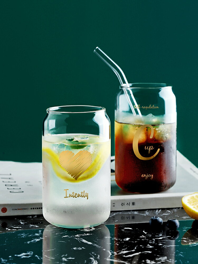 創意易拉罐造型玻璃杯網紅ins風家用耐高溫咖啡冰可樂杯冷飲杯子