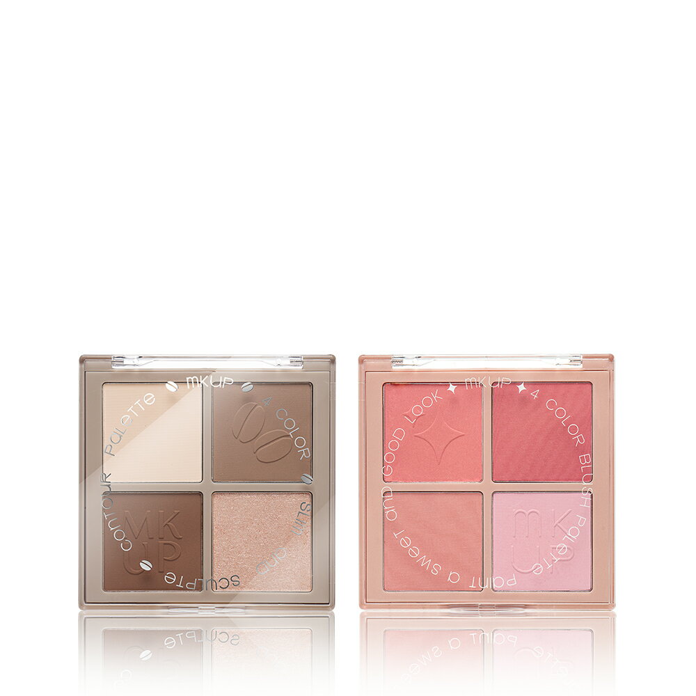 MKUP 美咖【新品上市】天生骨感四色修容盤+白裡透紅四色腮紅盤