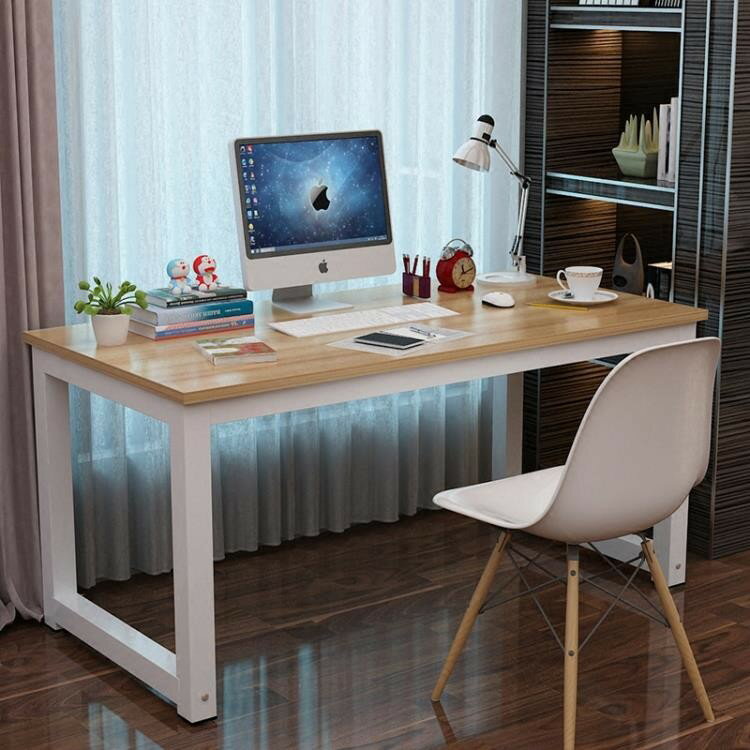 簡易電腦桌臺式桌家用寫字臺書桌簡約現代鋼木辦公桌子雙人桌 ATF