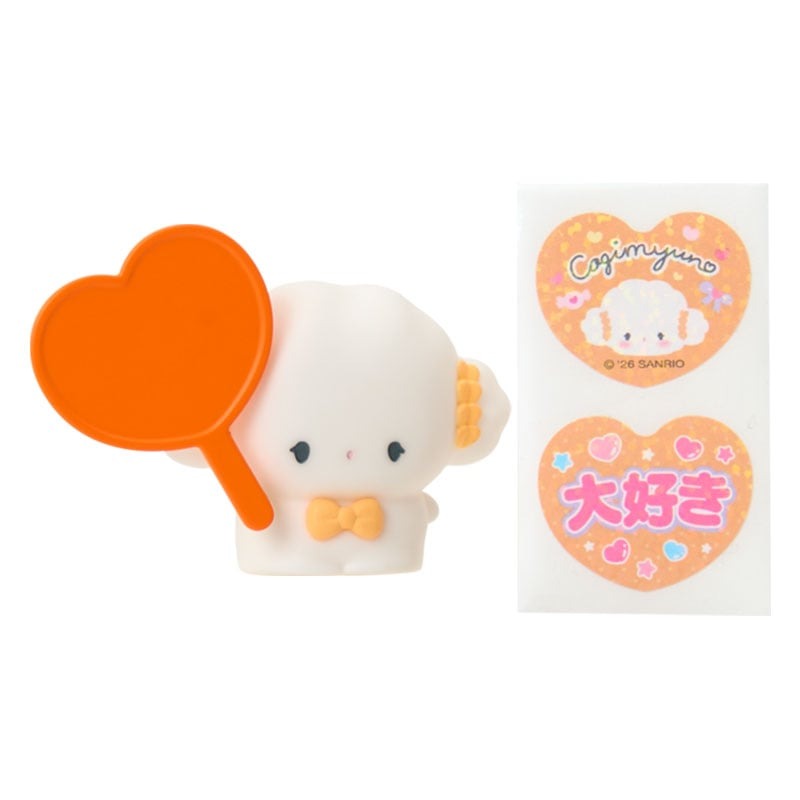 asdfkitty*三麗鷗 粉盒 小麥粉精靈 應援扇造型夾子 手指玩偶 附貼紙-名片夾 相片夾-日本正版商品