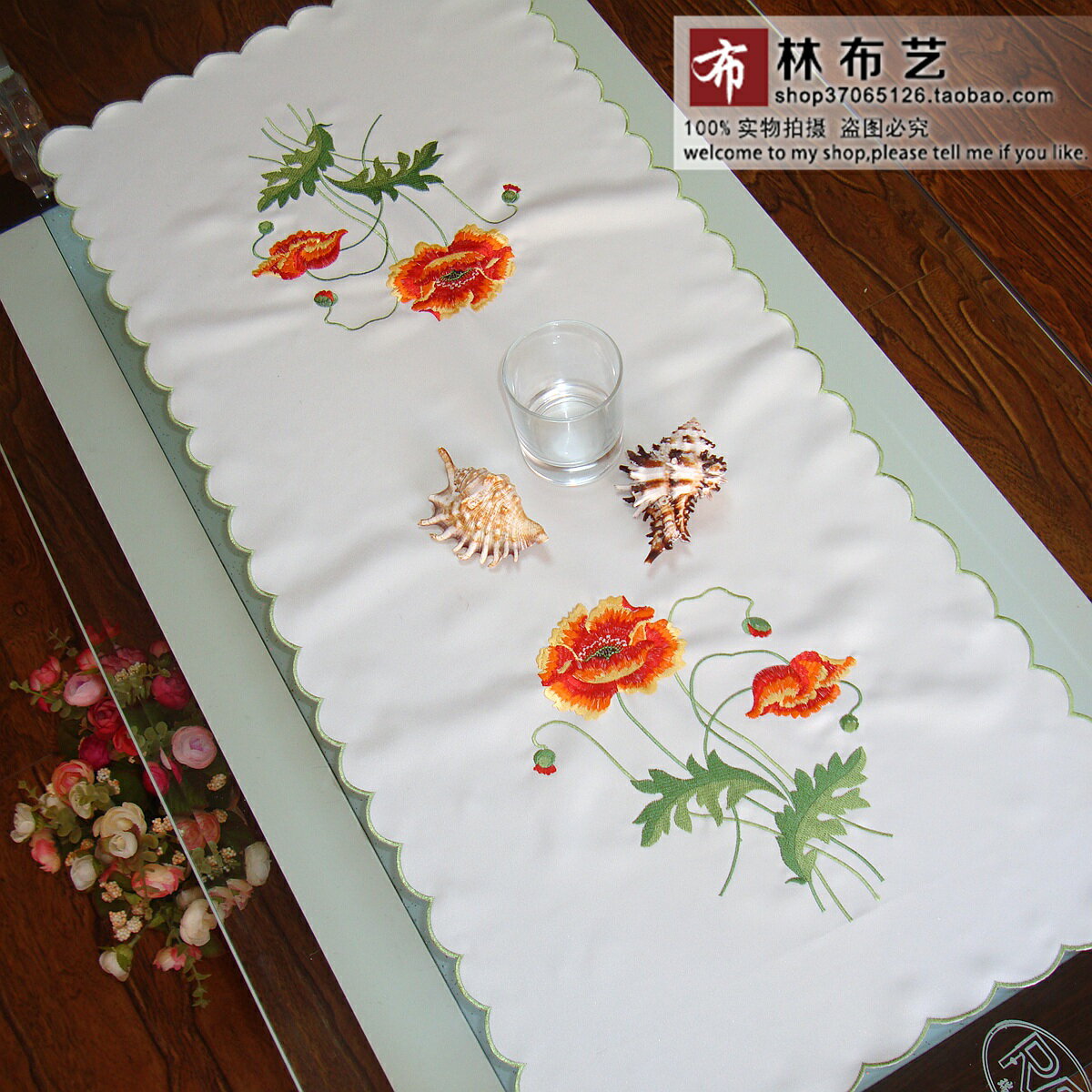 外貿餐桌布藝臺布蓋巾茶幾巾桌旗蓋布刺繡繡花田園特價促銷！