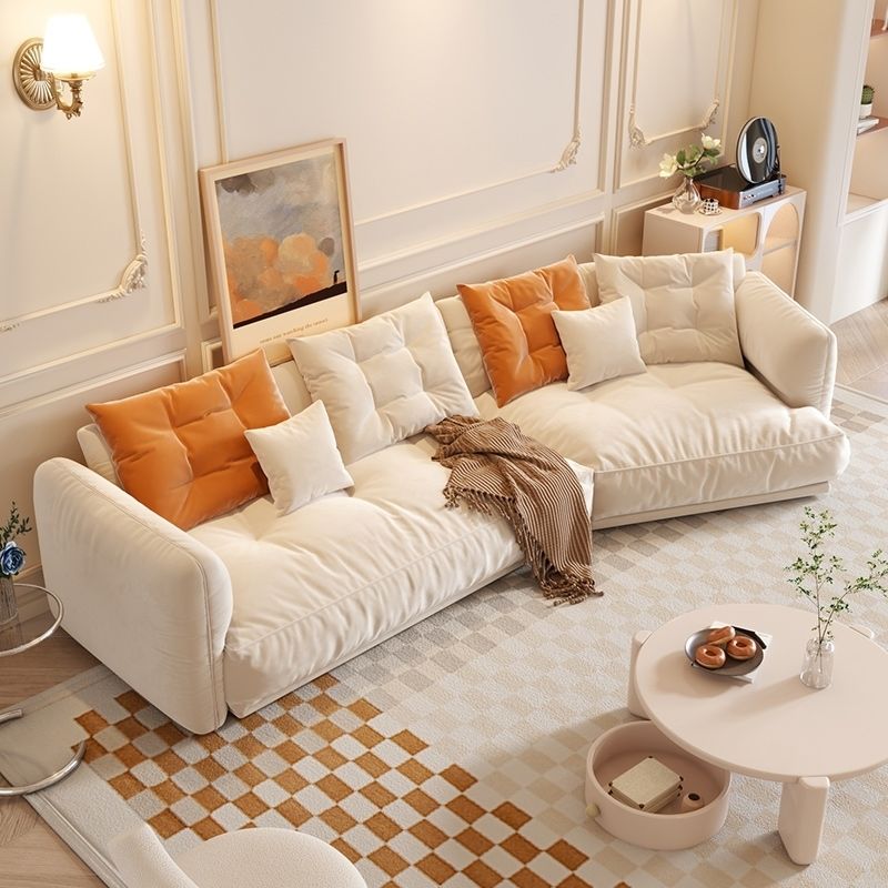 優樂悅~法式奶油風科技布沙發簡約現代大小戶型客廳輕奢異型乳膠布藝沙發