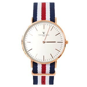 范倫鐵諾Valentino 玫瑰金刻度帆布手錶對錶腕錶 中性款男女皆可 柒彩年代【NE1650】單支