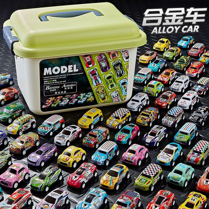 兒童玩具車合金回力小汽車男孩賽車模型收納禮盒套裝兒童生日禮物