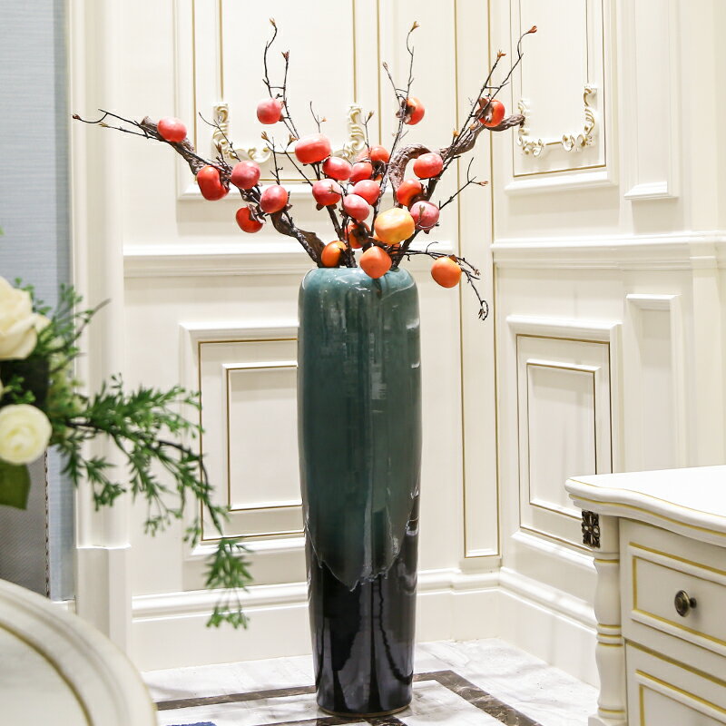 陶瓷落地大號花瓶美式插花客廳擺件中式客廳玄關細高富貴竹瓶