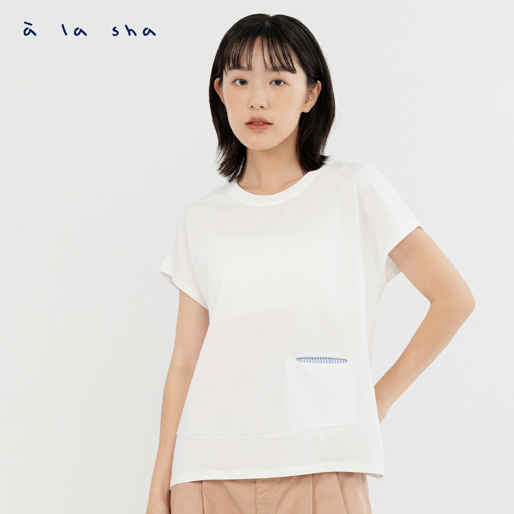 a la sha 拼接圓圈短袖棉T