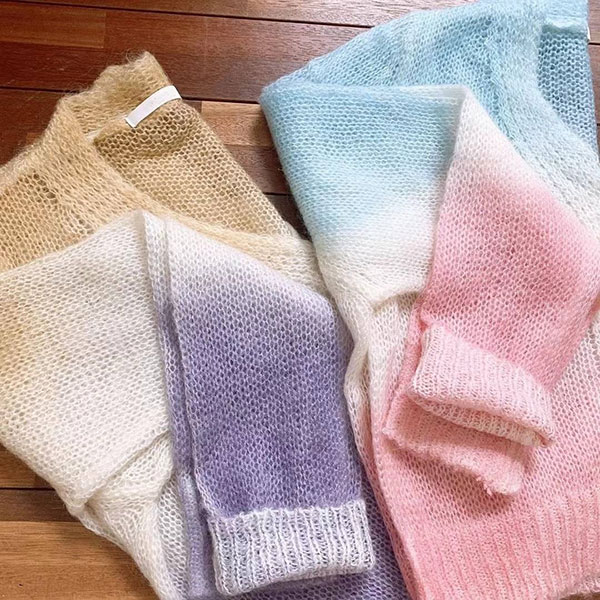 ANNAS 正韓 渲染 針織外套 針織衫 漸層 彩色 彩虹 暈染 紮染 夢幻 毛衣 外套 性感 女神 韓國 1