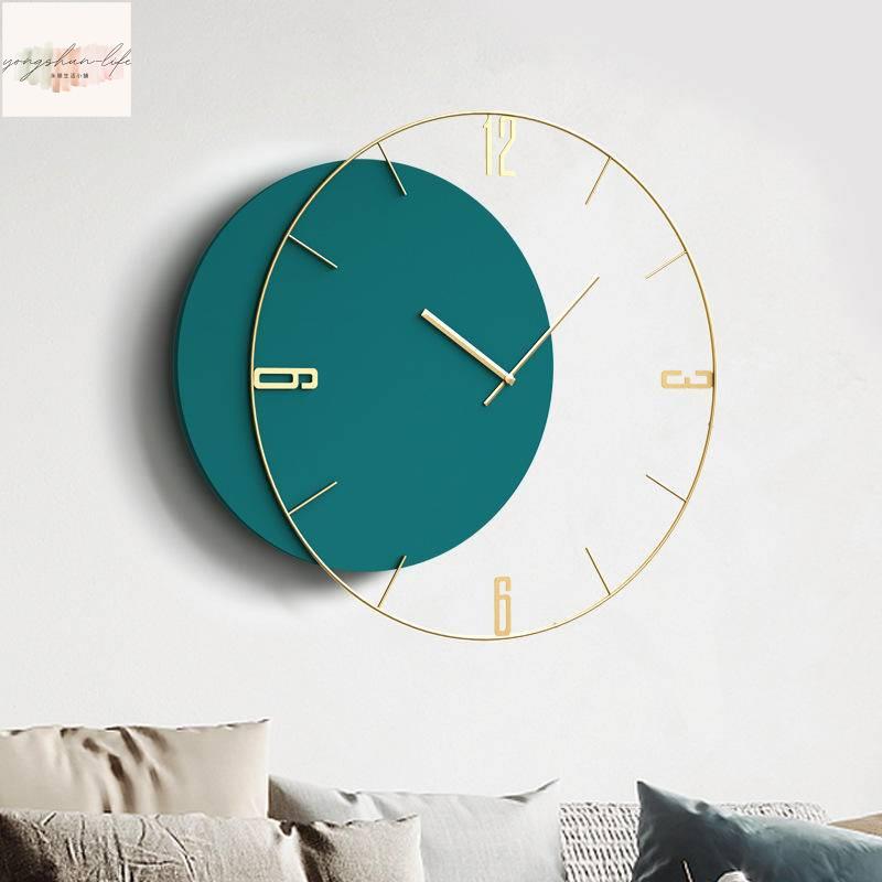 北歐 靜音鐘錶 圓形 客廳現代 木質掛鐘 鐵藝 時尚藝術裝飾掛錶 家用掛牆時鐘