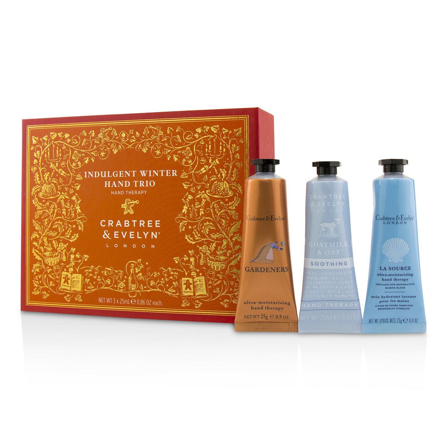 瑰珀翠 Crabtree & Evelyn - 冬季護手霜三入組 (1x 園丁超保濕手部護理, 1x 噴泉水超保濕手部護理, 1x 山羊乳舒緩手部護理)