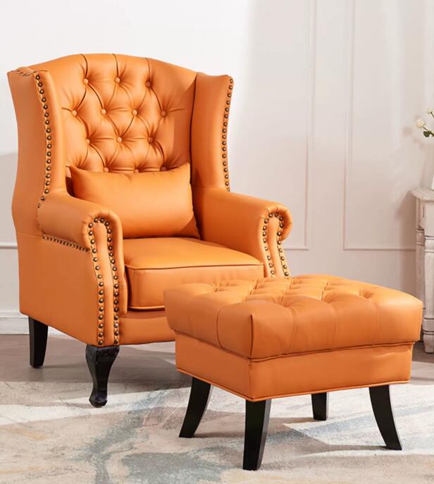 北歐美式單個人沙發椅小戶型皮佈藝休閒小沙發客廳臥室陽臺老虎椅