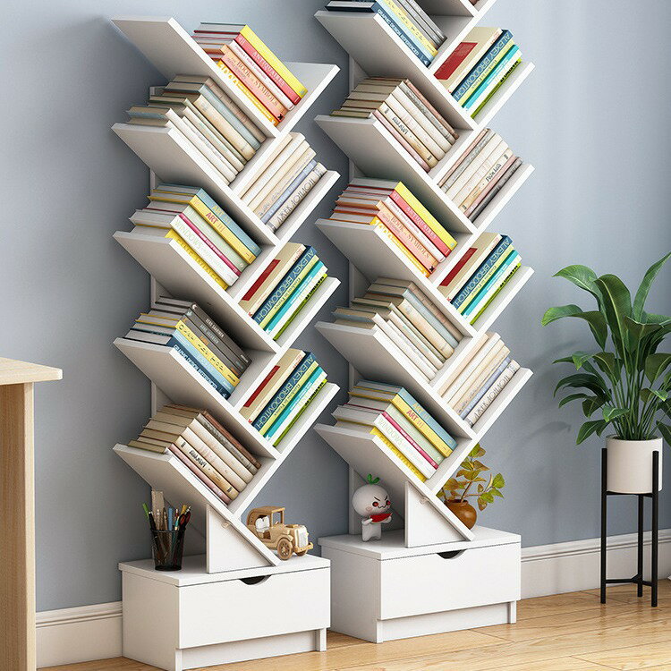 APP下單享點數9% 書架落地簡約現代置物架書柜桌上小書架收納學生創意簡易樹形書架