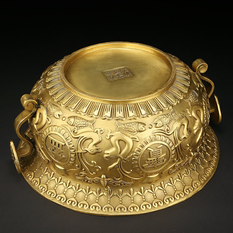 吉善緣全銅聚寶盆擺件玄關辦公室家居招財裝飾開業工藝禮品0477 | 協貿