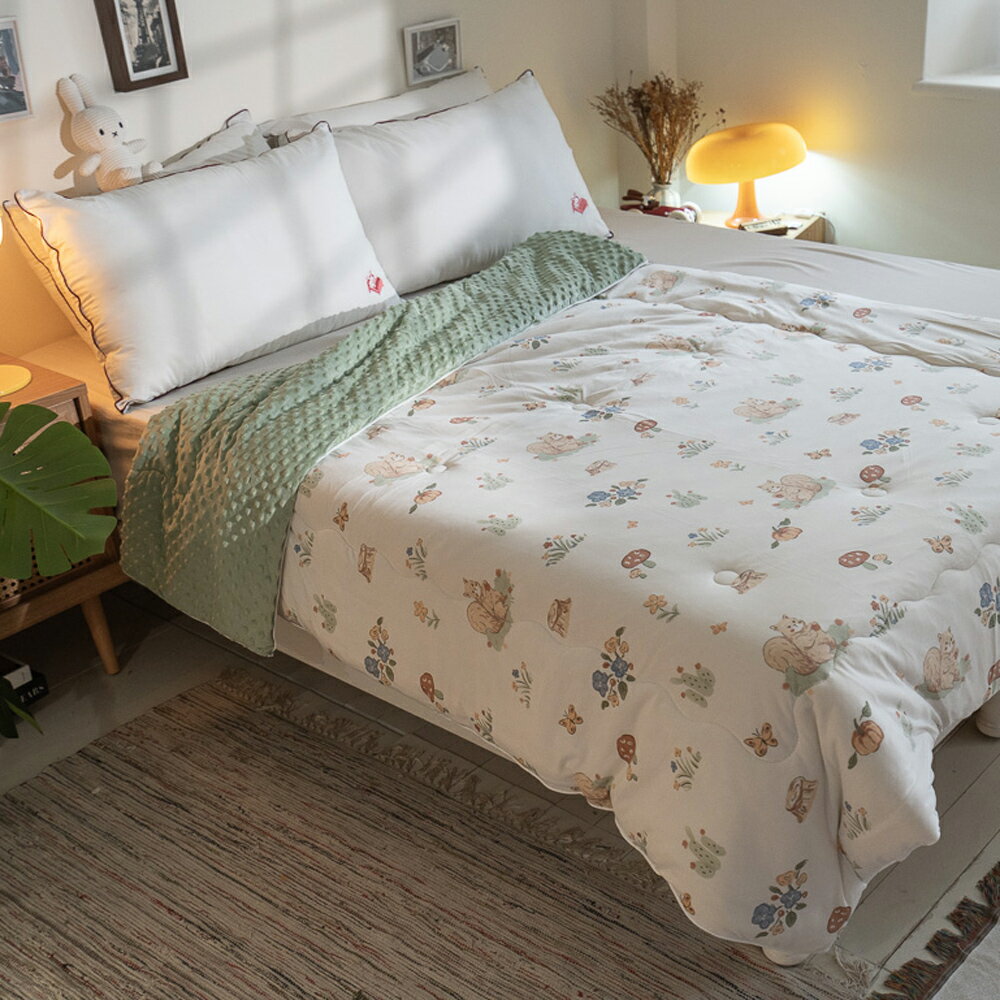 ins針織 點點被 松鼠花園 5X7尺  可單蓋 暖被 冬被 棉床本舖 媲美韓國棉被 2