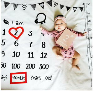 新款嬰兒月齡拍照道具背景布寶寶出生月份成長百天周歲紀念背景毯
