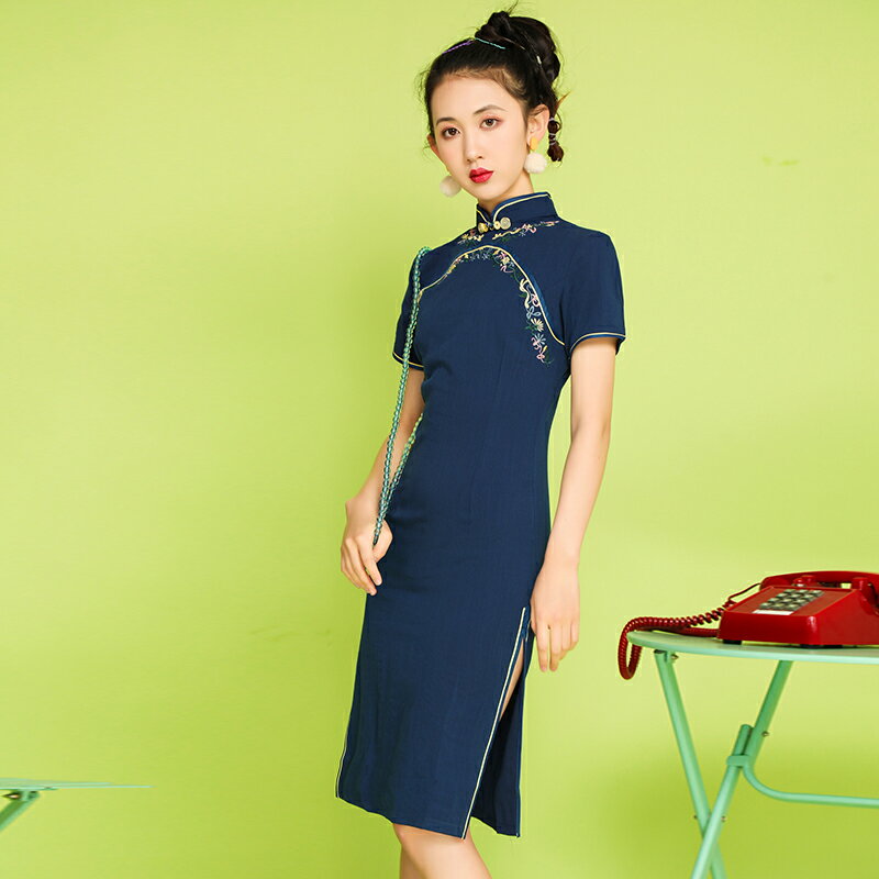 復古刺繡旗袍改良傳統老上海民國日常女裝中國風年輕款少女