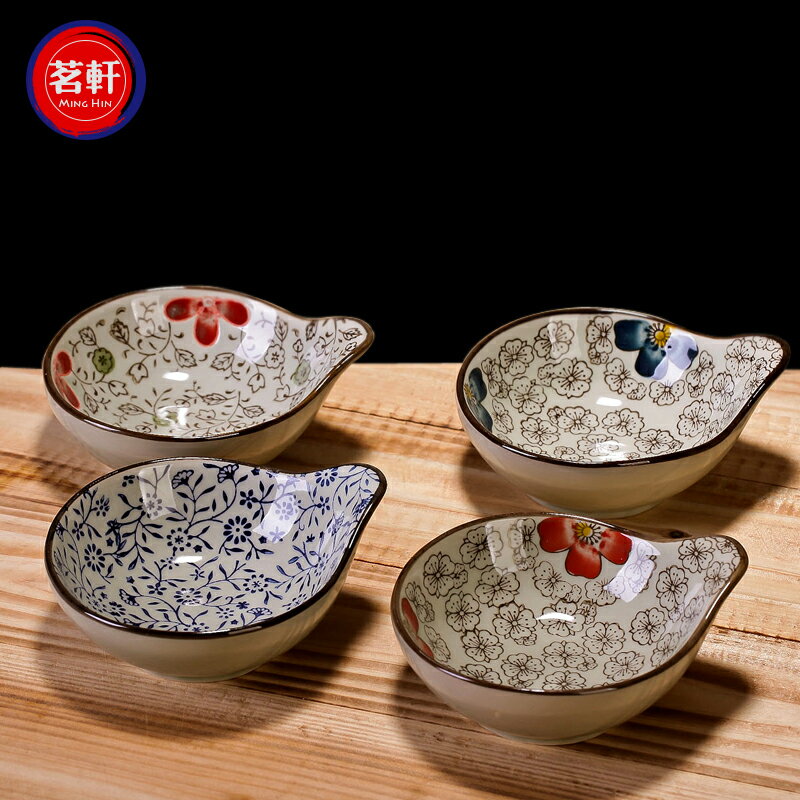 日式火鍋小味碟釉下彩陶瓷和風餐具家用調料蘸料醬油醋碟創意個性