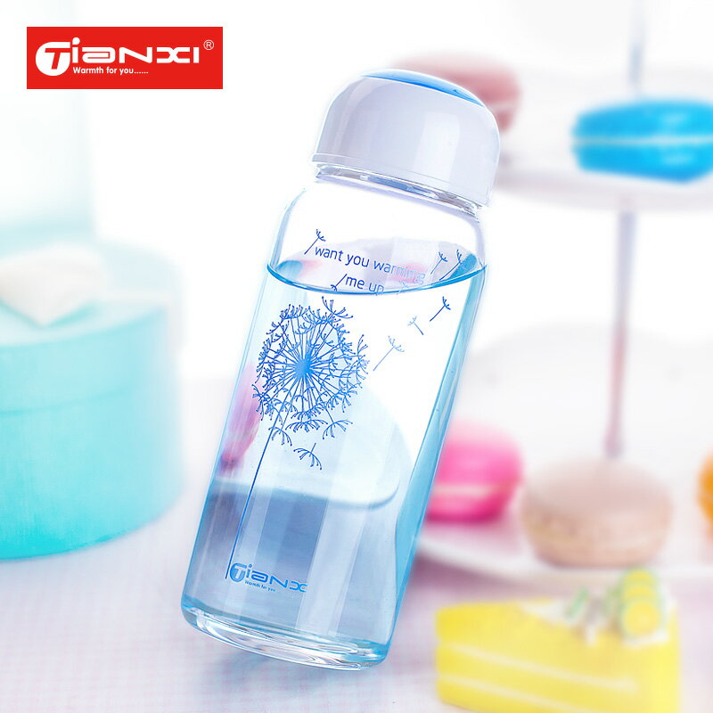 天喜玻璃杯便攜可愛韓國創意茶杯學生透明水瓶家用女杯子兒童水杯