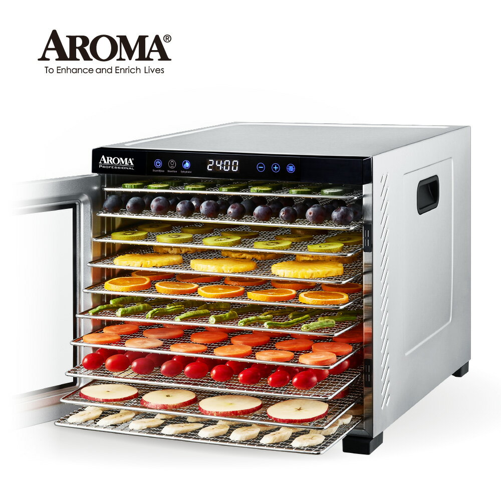 【美國 AROMA】紫外線全金屬十層款 乾果機 果乾機 食物乾燥機 (領券再折) (贈彩色食譜) AFD-925SDU