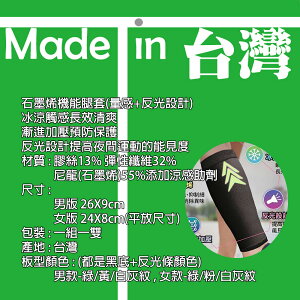 MIT 台灣製造 石墨烯機能小腿套 涼感加反光設計 漸進加壓 加強運動表現 冰涼觸感 長效清爽