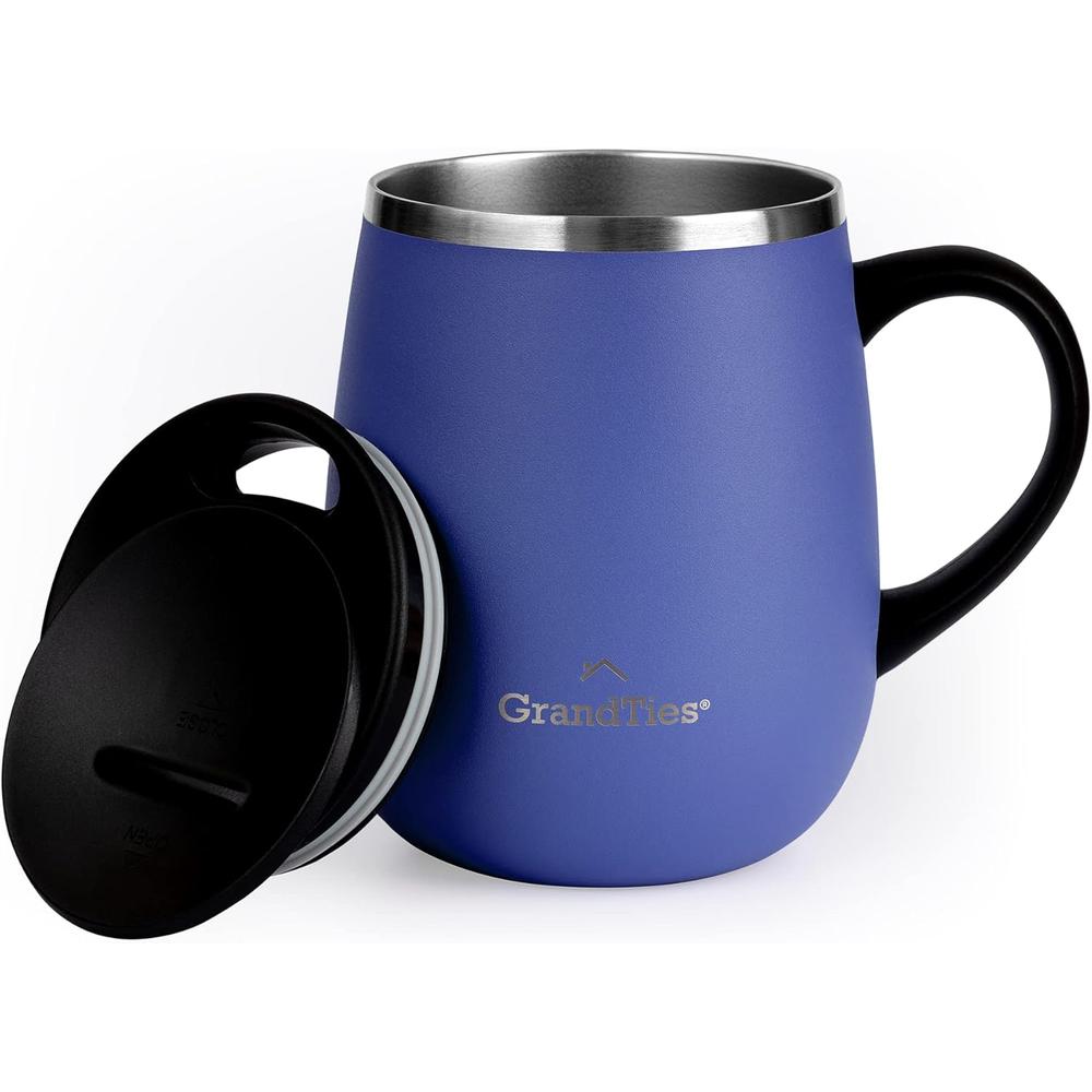 【日本代購】GRANDTIES 460ml 真空隔熱馬克杯｜不鏽鋼雙層保溫保冷｜滑蓋設計｜適用辦公室＆日常使用｜橄欖色