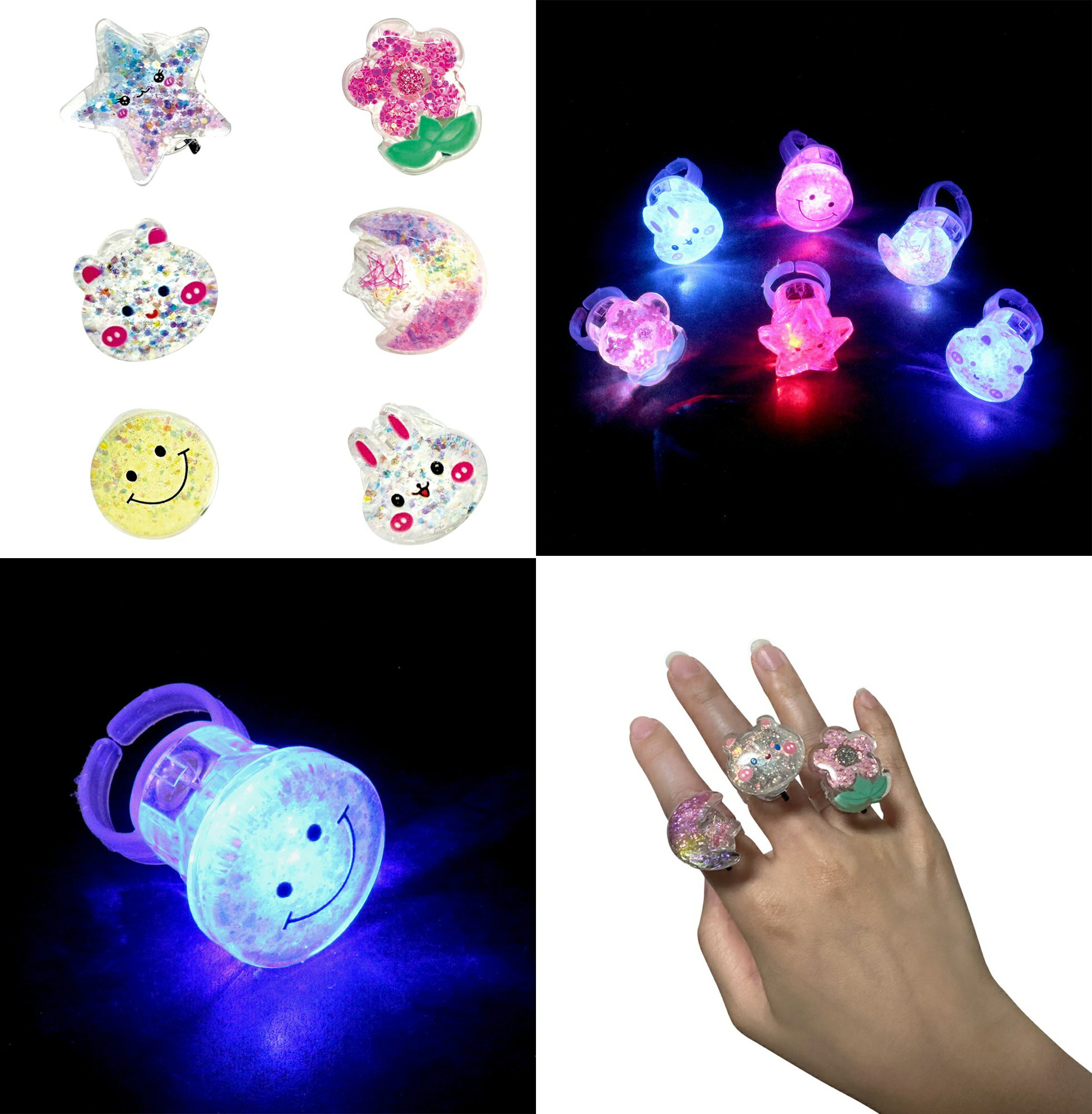 大賀屋 日本 發光夢幻戒指 可調戒指 兒童戒指 發光戒指 卡通戒指 小戒指 J00054630