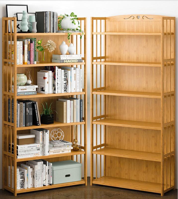 簡易書架 落地書架 實木書櫃 多層收納架 置物架 帶背闆 帶條闆