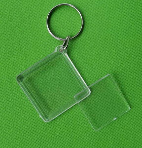 西安核酸貼紙鑰匙扣透明亞克力掛件菱形27x27照片塑料空殼鑰匙牌
