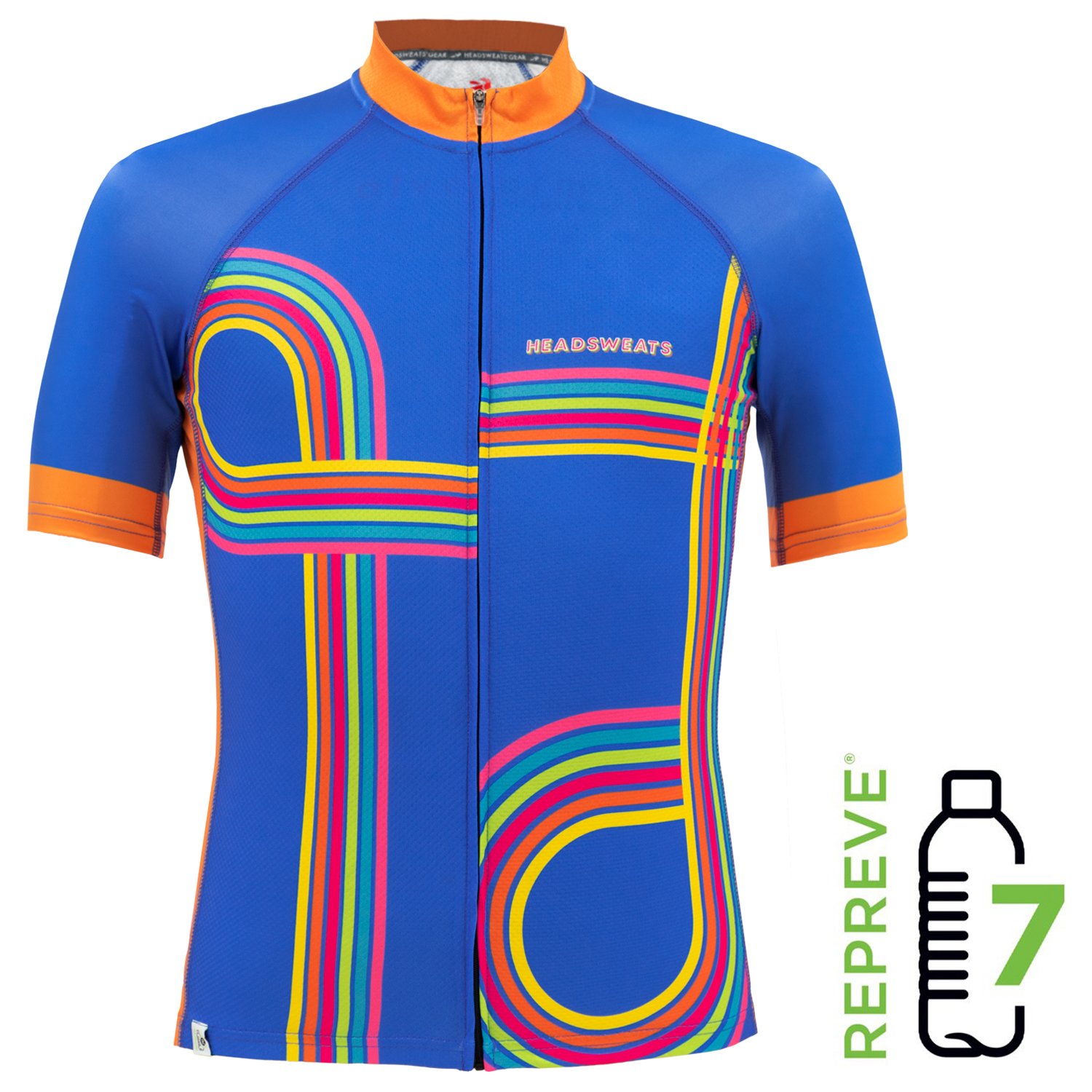 HEADSWEATS(汗淂)-男自行車衣(短袖).環保材質.RAINBOW.本店店名:騎跑泳者/FINISHER