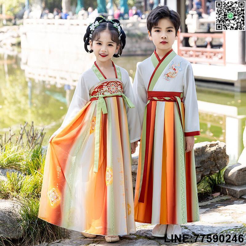【歡樂購】漢服男童女童夏款2023新款古裝國學服古風超仙唐裝六一兒童演出服