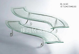 二層組合長方形蛋糕盤玻璃透明壽司盤自助餐具點心展示架餐廳酒店