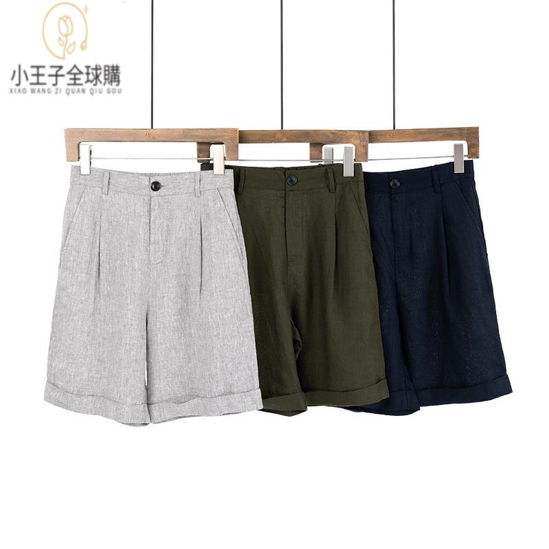 【公司現貨速發】免運 開發票 小王子女裝夏新亞麻高腰顯瘦簡約休閑西裝中褲 純亞麻短褲五分褲女裝上衣 流行女裝 棉麻 早秋 日韓女裝