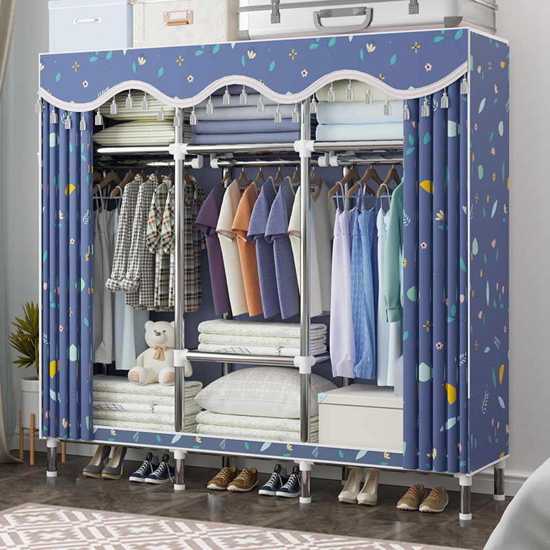 簡易衣柜收納出租房家用臥室經濟型布藝衣柜子現代簡約組裝掛衣廚