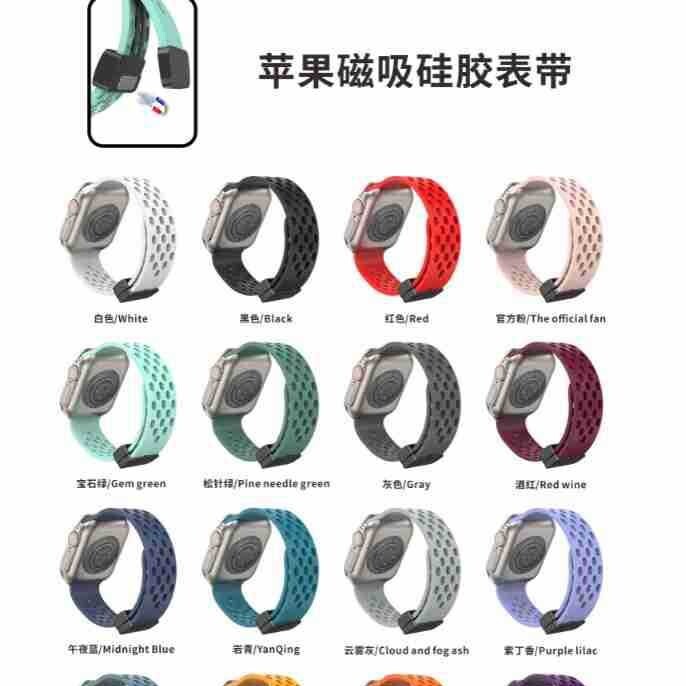 適用apple watch s1-10代手錶表帶Ultra1/2蘋果運動矽膠洞洞透氣【尚宜家居】
