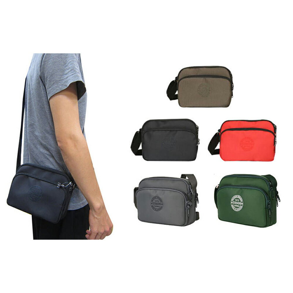 ~雪黛屋~YESON 斜側包超小容量二層主袋+外袋共三層高單數彈道防水尼龍布外出隨身台灣製YKK拉鍊釦具零件Y5082