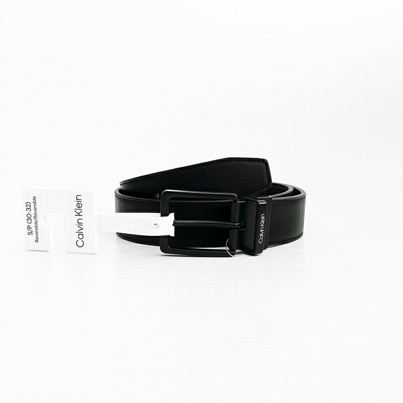 美國百分百【全新真品】Calvin Klein 皮帶 配件 CK 男款 Logo 腰帶 34mm 黑色 CQ26