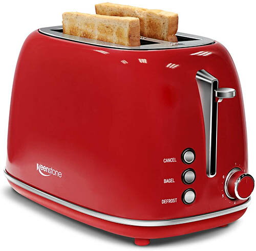 【現貨】Keenstone 【美國代購】復古不鏽鋼烤麵包機 - 紅色