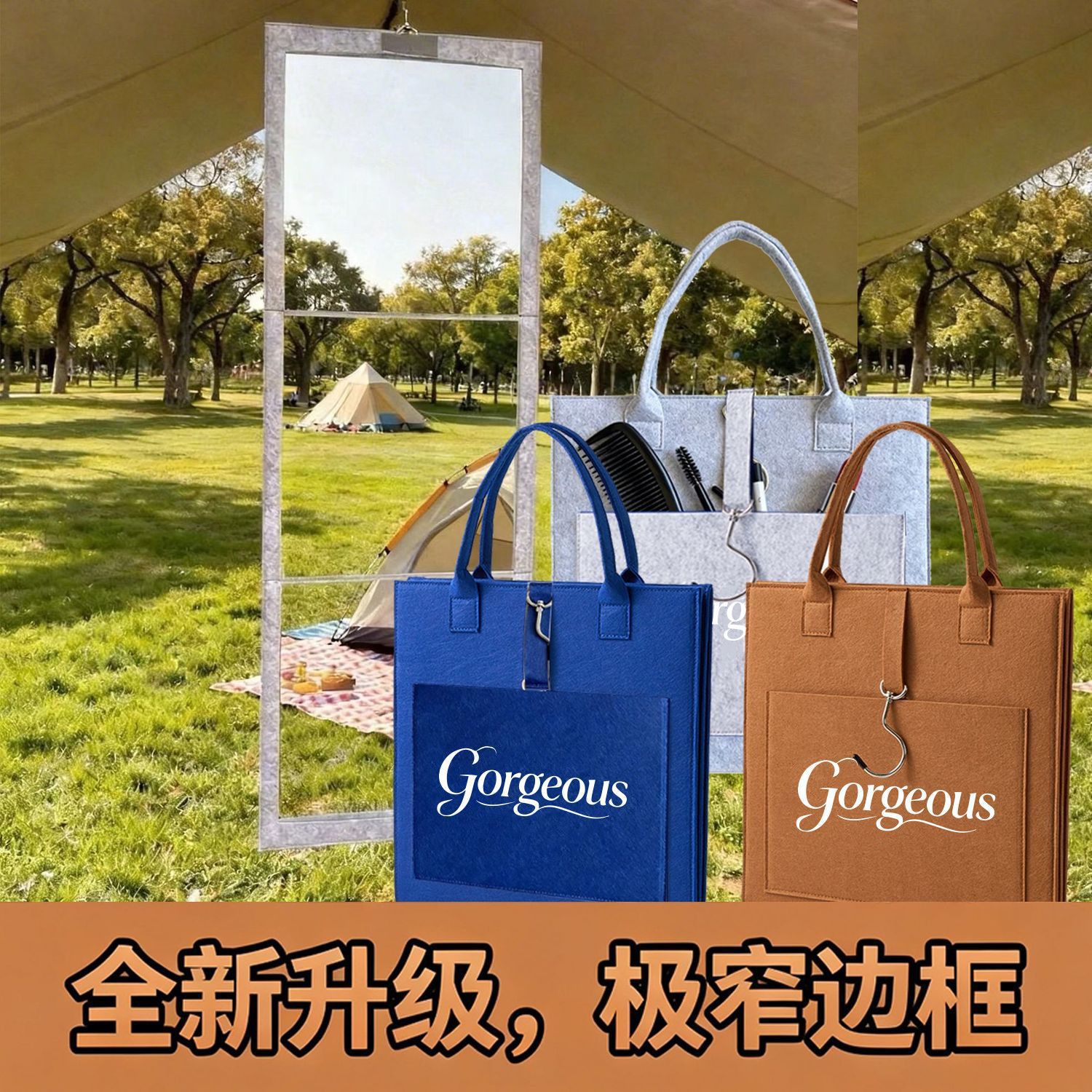鏡子全身鏡可攜式折疊化妝鏡家用宿舍用全身鏡掛牆免打孔落地穿衣鏡 2