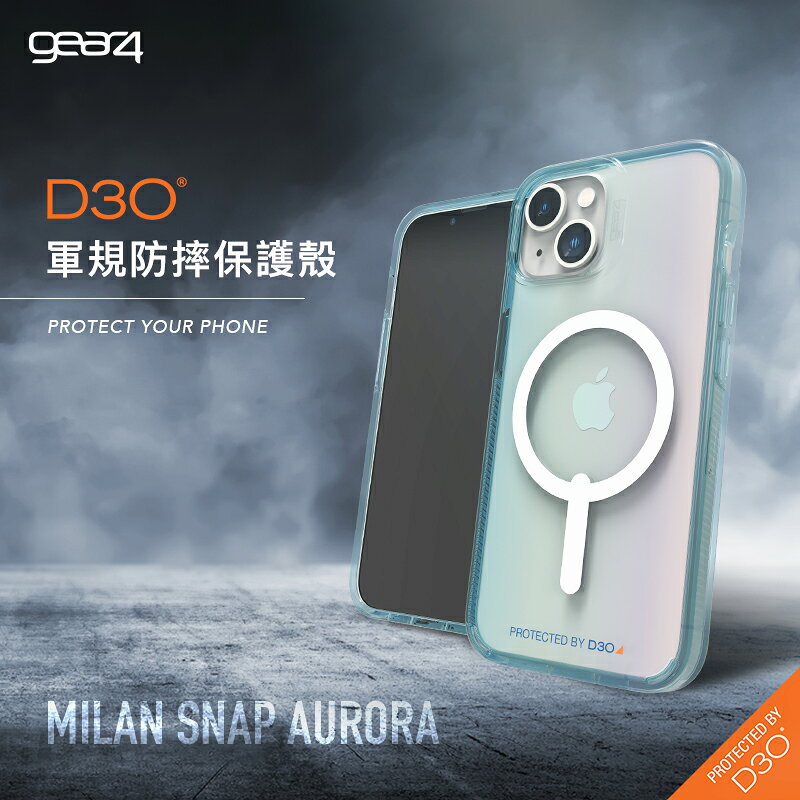 J~ Gear4【iPhone 14 6.1吋】D3O® Milan Snap 米蘭磁吸款透明極光-抗菌軍規頂級軍規防摔保護殼