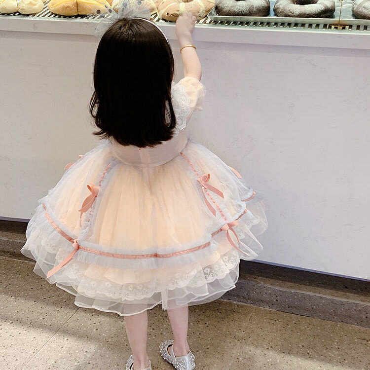 2021 童裝 女 夏季 新款 公主裙 超仙 女童 蓬蓬紗 洋氣 洛麗塔 裙子 全套 禮服