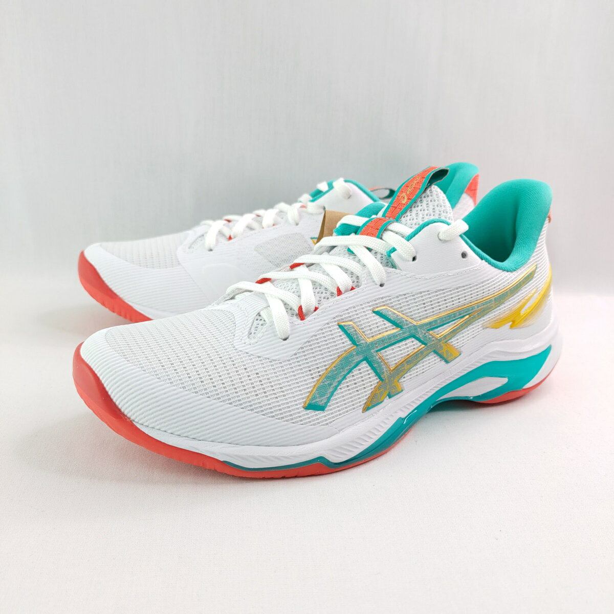 ASICS 1052A090960 NETBURNER BALLISTIC FF 4 一期一會 男 排羽球鞋 白x海玻璃