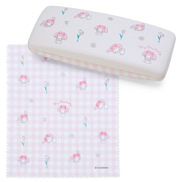 【震撼精品百貨】My Melody 美樂蒂~日本SANRIO三麗鷗 美樂蒂皮質硬殼眼鏡盒附拭鏡布 (2023新生活)*82293
